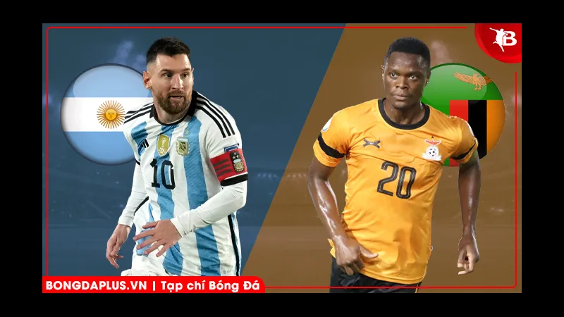Cầu thủ Argentina vượt qua cầu thủ Zambia trong trận đấu gay cấn